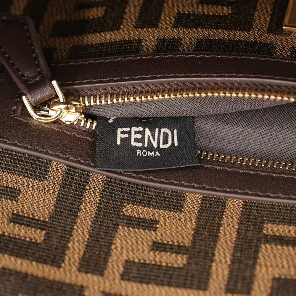 Fendi FF Jacquard Medium Baguette Carry Bag with Leather Trim - Picture 8 of 8